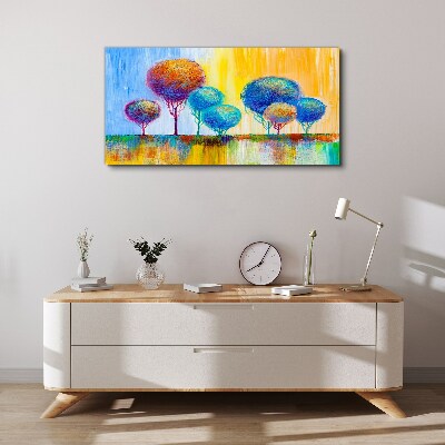 Colorful trees in the sunset light Print on canvas