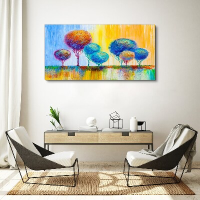 Colorful trees in the sunset light Print on canvas