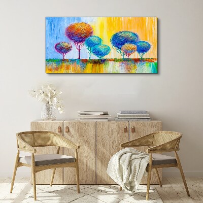 Colorful trees in the sunset light Print on canvas