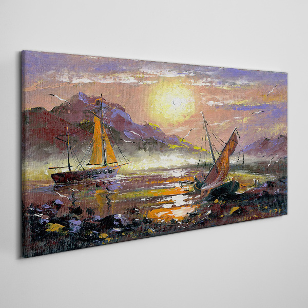 Painting boats Canvas Wall art