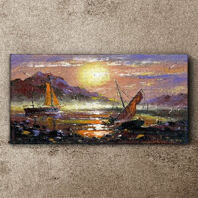 Sunset over the sea Print on canvas
