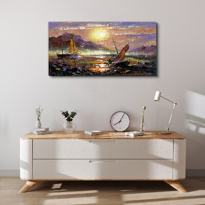 Sunset over the sea Print on canvas