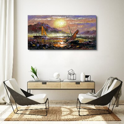 Sunset over the sea Print on canvas
