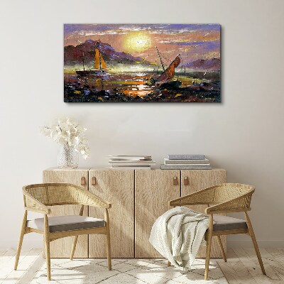Sunset over the sea Print on canvas