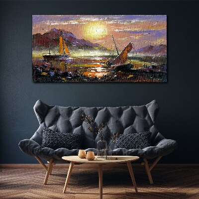 Sunset over the sea Print on canvas