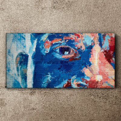 Intense Face in Blue Shades Print on canvas