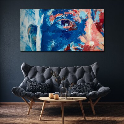 Intense Face in Blue Shades Print on canvas
