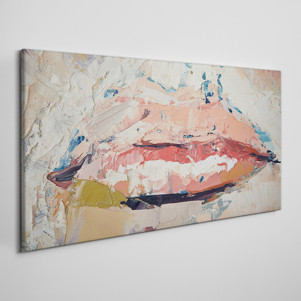 Delicate lips in pastel shades Canvas wall art