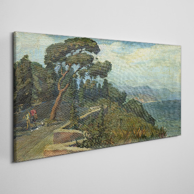 Seaside landscape with a tree Print on canvas