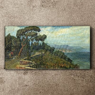 Seaside landscape with a tree Print on canvas