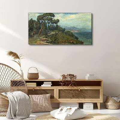 Seaside landscape with a tree Print on canvas