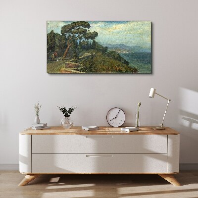 Seaside landscape with a tree Print on canvas