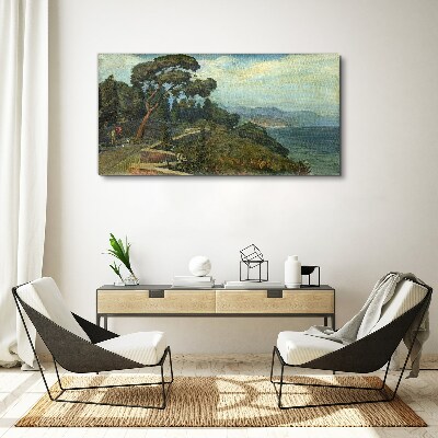 Seaside landscape with a tree Print on canvas