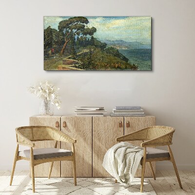 Seaside landscape with a tree Print on canvas