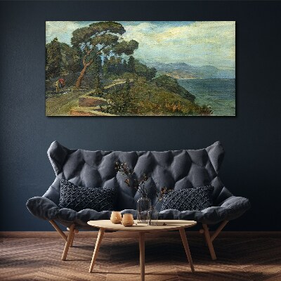 Seaside landscape with a tree Print on canvas