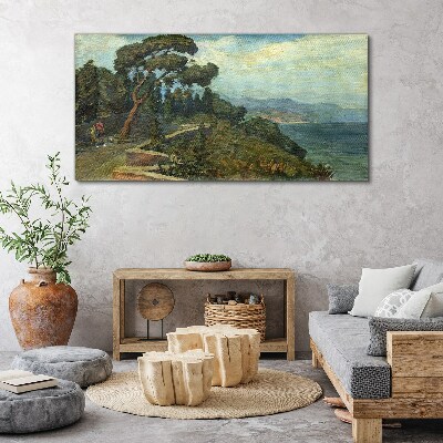 Seaside landscape with a tree Print on canvas