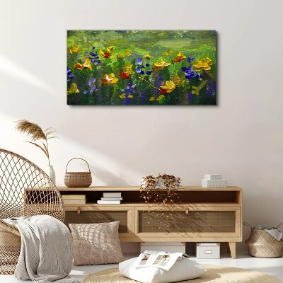A floral landscape in spring colors Canvas wall art