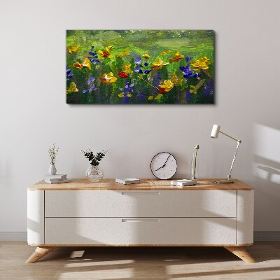 A floral landscape in spring colors Canvas wall art