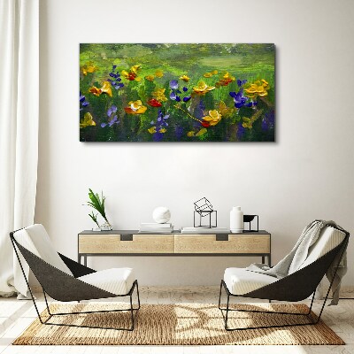 A floral landscape in spring colors Canvas wall art