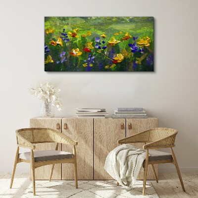 A floral landscape in spring colors Canvas wall art
