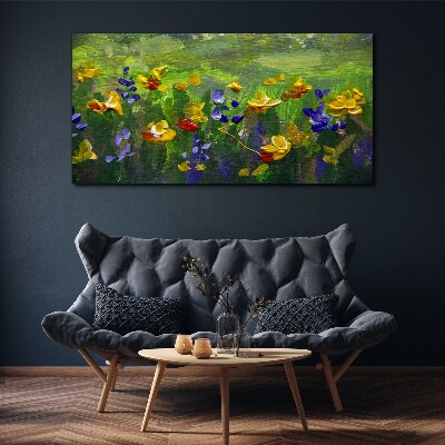 A floral landscape in spring colors Canvas wall art
