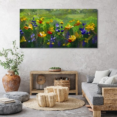 A floral landscape in spring colors Canvas wall art