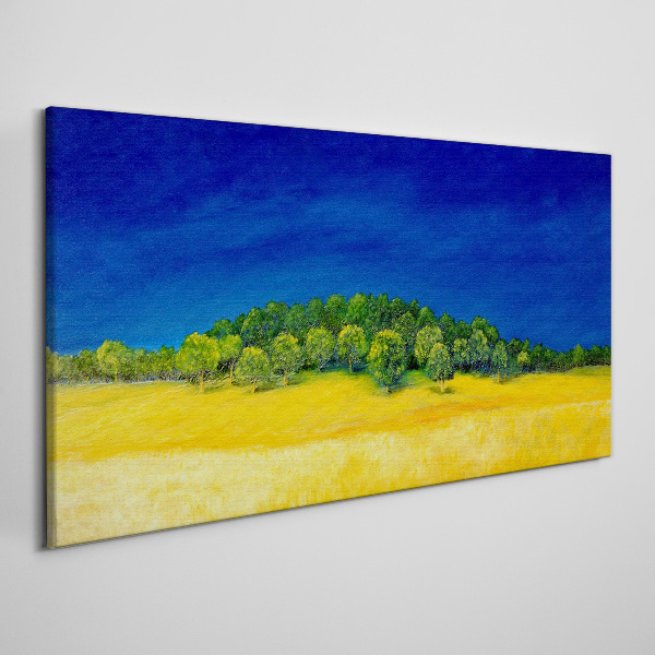 Golden fields under blue sky Print on canvas