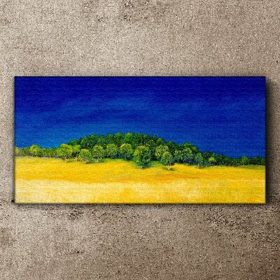 Golden fields under blue sky Print on canvas