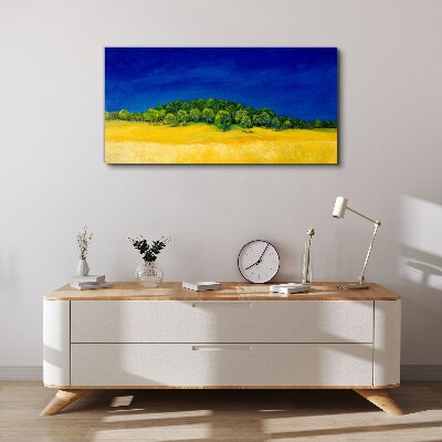 Golden fields under blue sky Print on canvas
