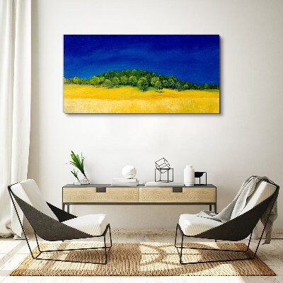 Golden fields under blue sky Print on canvas