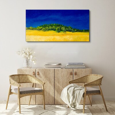 Golden fields under blue sky Print on canvas