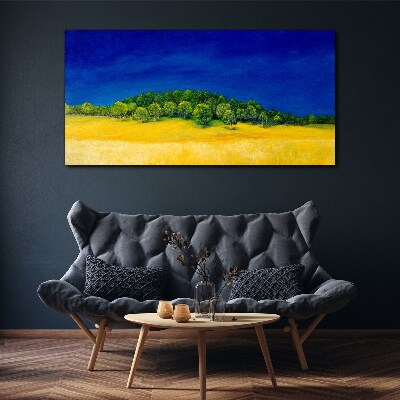 Golden fields under blue sky Print on canvas
