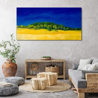 Golden fields under blue sky Print on canvas