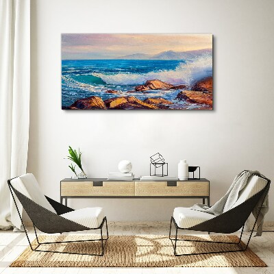 Painting ocean sea waves Canvas Wall art