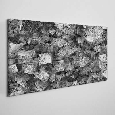 Abstract cubes in monochromatic tones Print on canvas