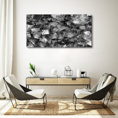 Abstract cubes in monochromatic tones Print on canvas
