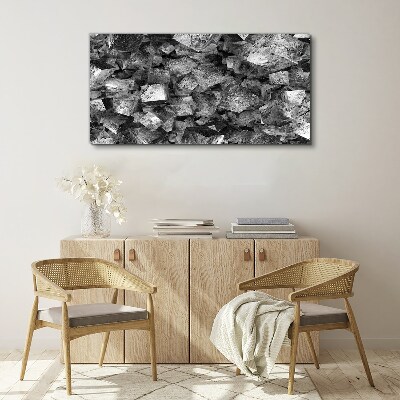 Abstract cubes in monochromatic tones Print on canvas