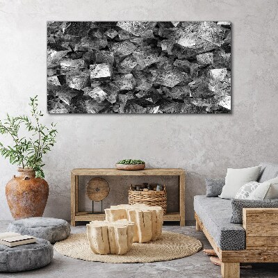 Abstract cubes in monochromatic tones Print on canvas