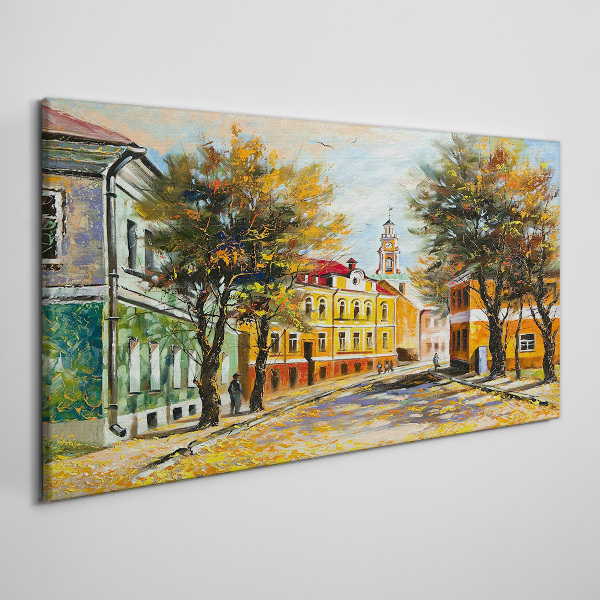 Autumn street in colors Canvas wall art