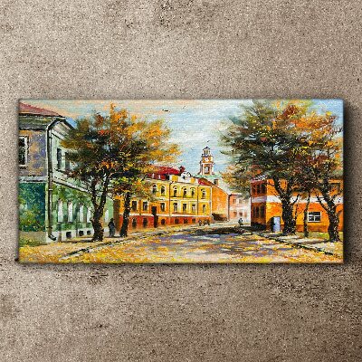 Autumn street in colors Canvas wall art