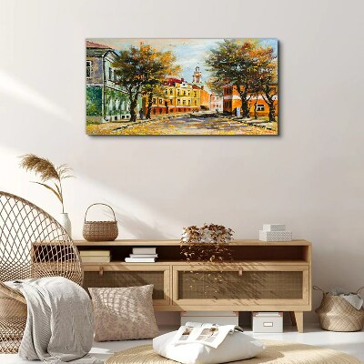 Autumn street in colors Canvas wall art