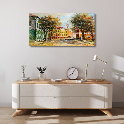 Autumn street in colors Canvas wall art