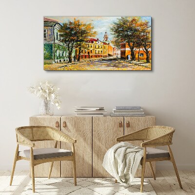 Autumn street in colors Canvas wall art