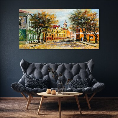 Autumn street in colors Canvas wall art