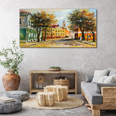Autumn street in colors Canvas wall art