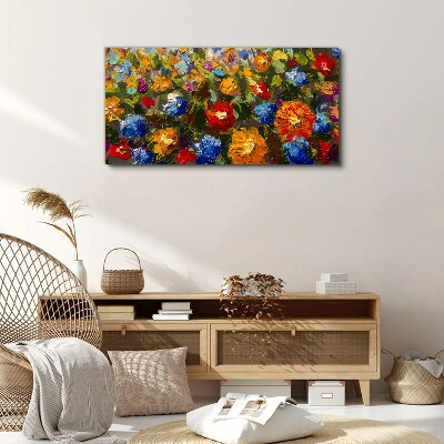 A floral landscape in intense colors Print on canvas