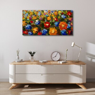 A floral landscape in intense colors Print on canvas