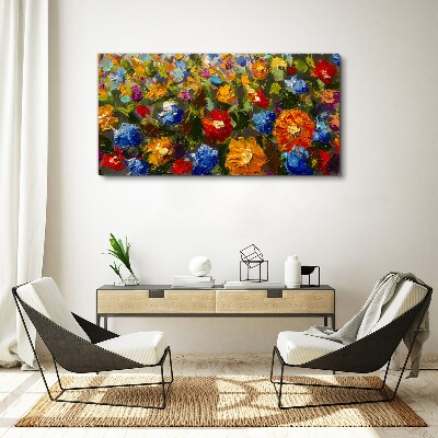 A floral landscape in intense colors Print on canvas