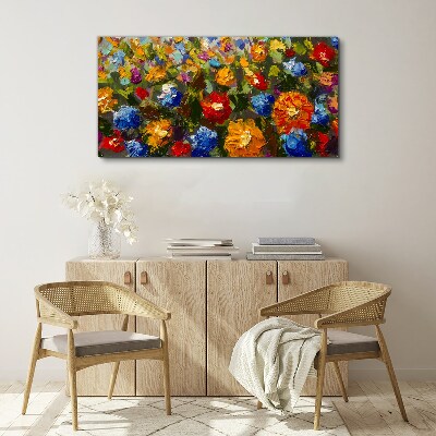 A floral landscape in intense colors Print on canvas