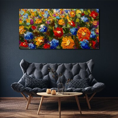 A floral landscape in intense colors Print on canvas